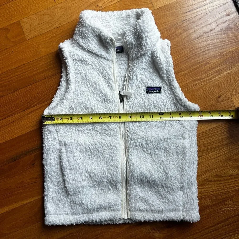 Patagonia Girls' Los Gatos Fleece Vest White Warm Sherpa Front Zip Sleeveless